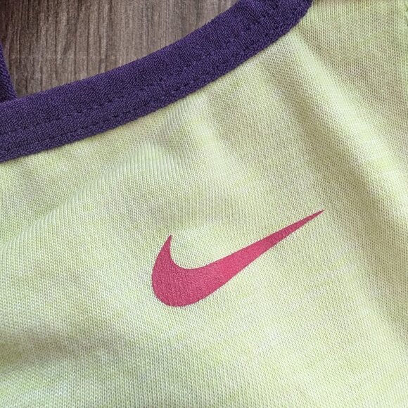 Nike Dri-Fit Women’s Training Tank Top M – Lime Green & Purple Racerback - Picture 5 of 6